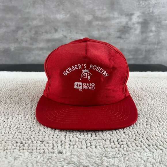 Vintage Gerber Poultry Snapback Trucker Hat OSFA Workwear Cap Red Chicken - Picture 1 of 10